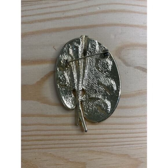 Vintage JJ Artist Palette Brooch Pin Gold Tone With Paintbrush & Paints - Picture 2 of 5
